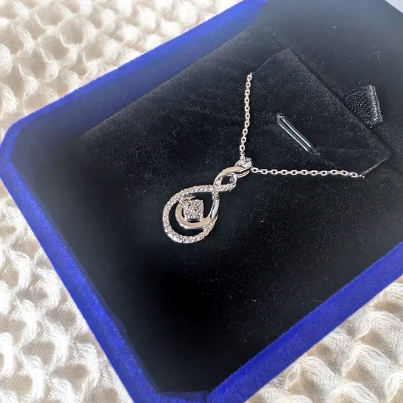 Sterling Silver Diamond Pendant Infinity Necklace - Picture 3 of 4